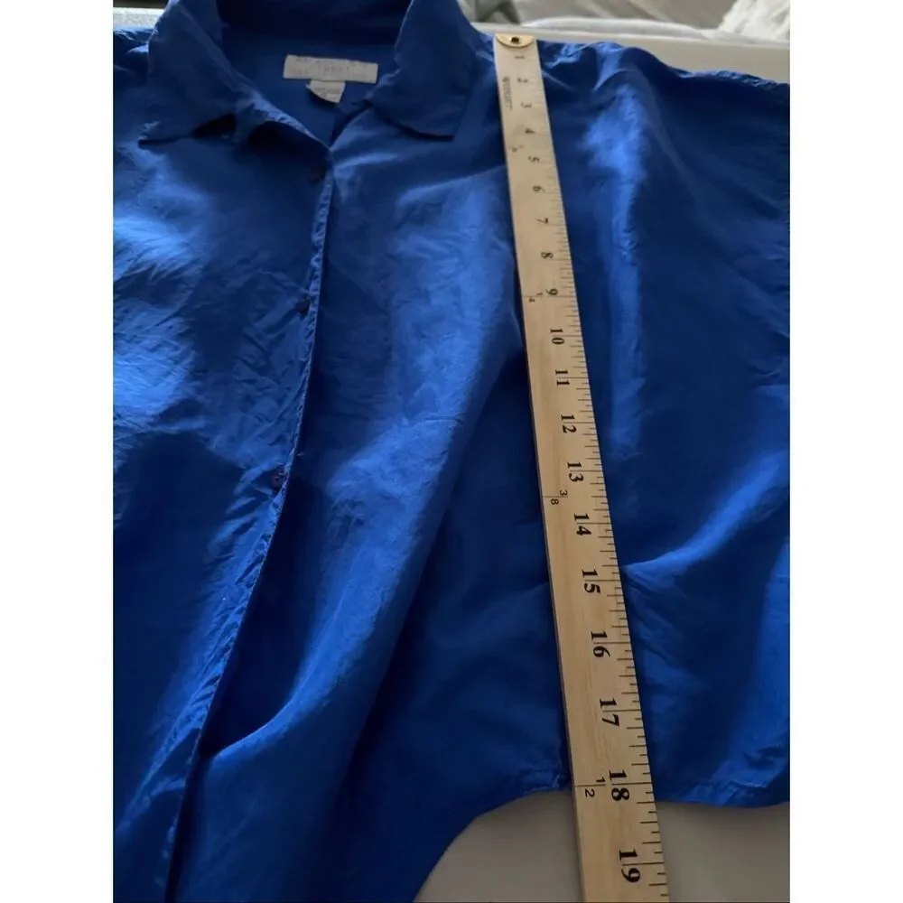 Brannan Street 100% Silk Tie Front Blouse Cobalt Blue Women’s Medium